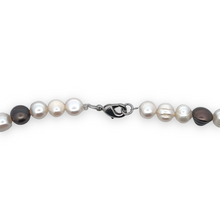 Classic Two-Tone Smooth Ringed Birthstone Pearl Necklace