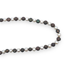 Classic Two-Tone Plain Ringed Birthstone Pearl Necklace