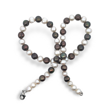 Classic Two-Tone Plain Ringed Birthstone Pearl Necklace