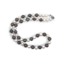 Classic Two-Tone Plain Ringed Birthstone Pearl Necklace