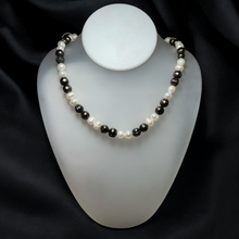 Elegant Two-Tone Plain Ringed Pearl Necklace