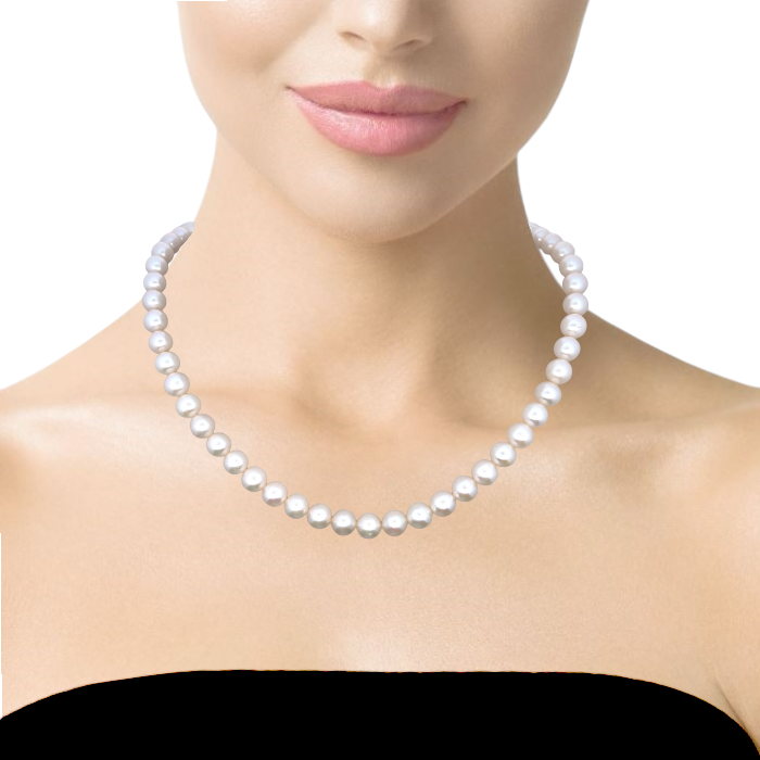 Classic White Plain Pearl Necklace Jewelry