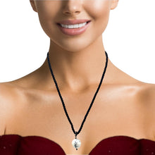 Natural Howlite Gemstone 16mm Ball  with Black Twisted Cord Pendant Necklace