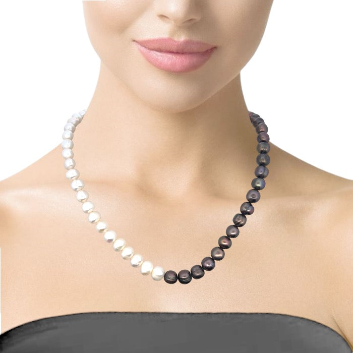 Classic White Brown Pearl June Birthstone Plain Necklace