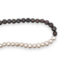 Pearl White Brown Plain Ringed Pearl Necklace