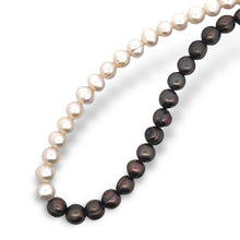 Classic Two-Tone Ringed Plain Pearl Necklace