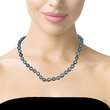 Classic Dark Grey Smooth Button Pearl Necklace