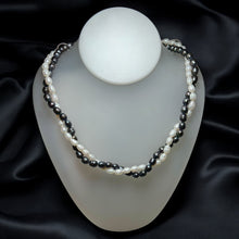 Classic White & Grey Twisted Plain Pearl Necklace