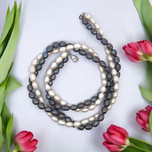 Classic White & Grey Twisted Plain Pearl Necklace