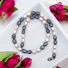 Classic Two-Tone June Birthstone Plain Pearl Necklace