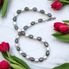 Elegant Two-Tone Plain Pearl Necklace June Birthstone