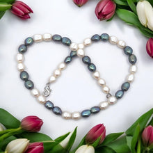 Elegant Two-Tone June Birthstone Plain Pearl Necklace