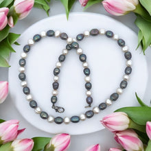 Timeless Two-Tone White and Grey Plain Pearl Necklace