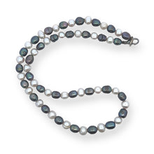 Timeless Two-Tone White and Grey Plain Pearl Necklace