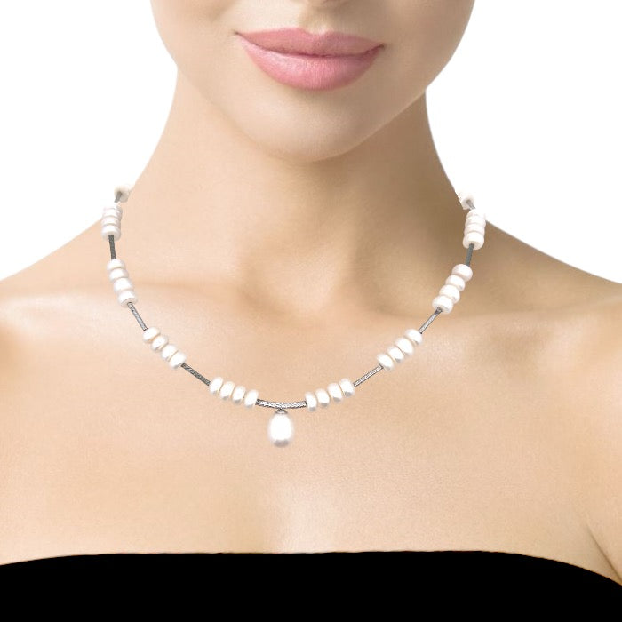 Chic Plain White Pearl Necklace June Birthstone