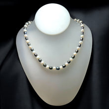 Classic White & Grey Smooth Button Pearl Necklace