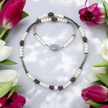 Natural Garnet, Multi Tourmaline & Classic Pearl Necklace