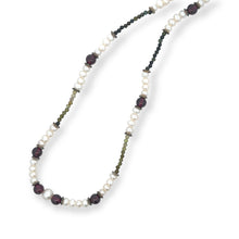 Natural Garnet, Multi Tourmaline & Classic Pearl Necklace