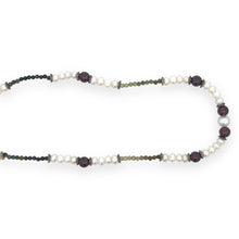 Natural Garnet, Multi Tourmaline & Classic Pearl Necklace