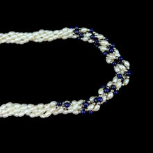 Multi Layered Classic Pearl with Lapis Lazuli Necklace