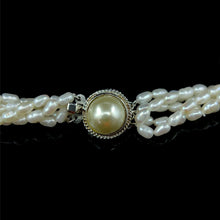 Multi Layered Classic Pearl with Lapis Lazuli Necklace