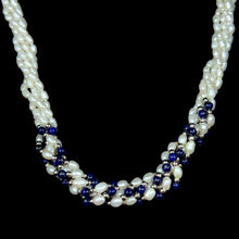 Multi Layered Classic Pearl with Lapis Lazuli Necklace