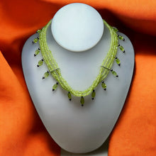 Natural Peridot Multi Layered Station Style Beads Necklace