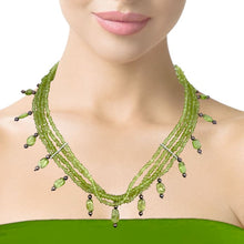 Natural Peridot Multi Layered Station Style Beads Necklace