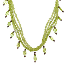 Natural Peridot Multi Layered Station Style Beads Necklace