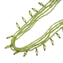 Natural Peridot Multi Layered Station Style Beads Necklace