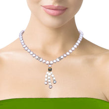 Classic Plain Pearl Triple Embellished Lariat Necklace