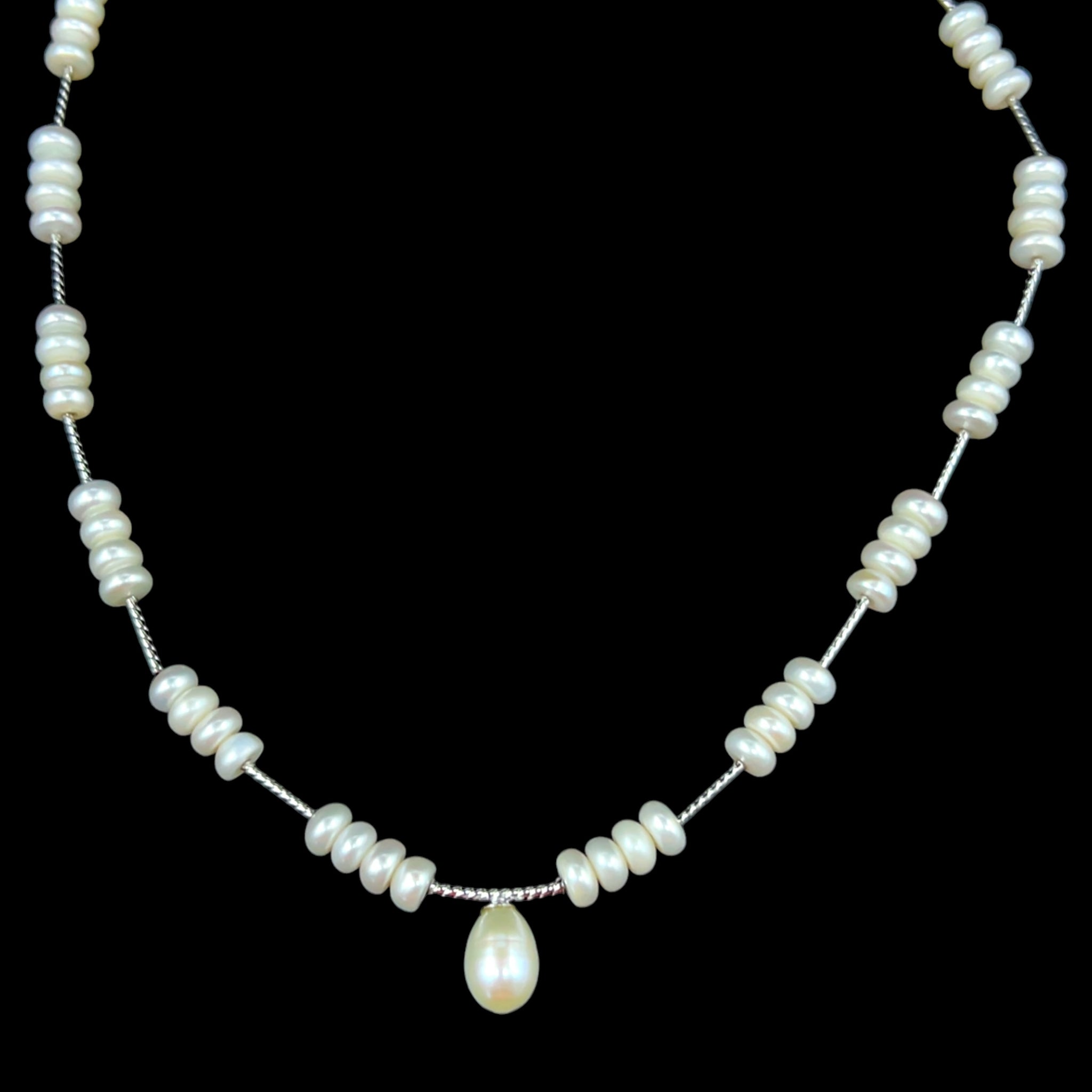 Classic Plain Pearl Station Necklace