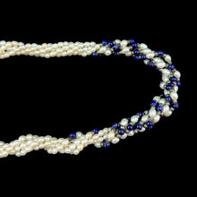 Pearl Multi Layered with Lapis Ball Twisted Beads Necklace