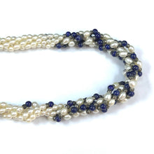 Pearl Multi Layered with Lapis Ball Twisted Beads Necklace