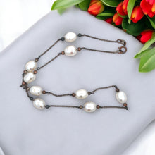 Elegant Plain Pearl Station Style Necklace