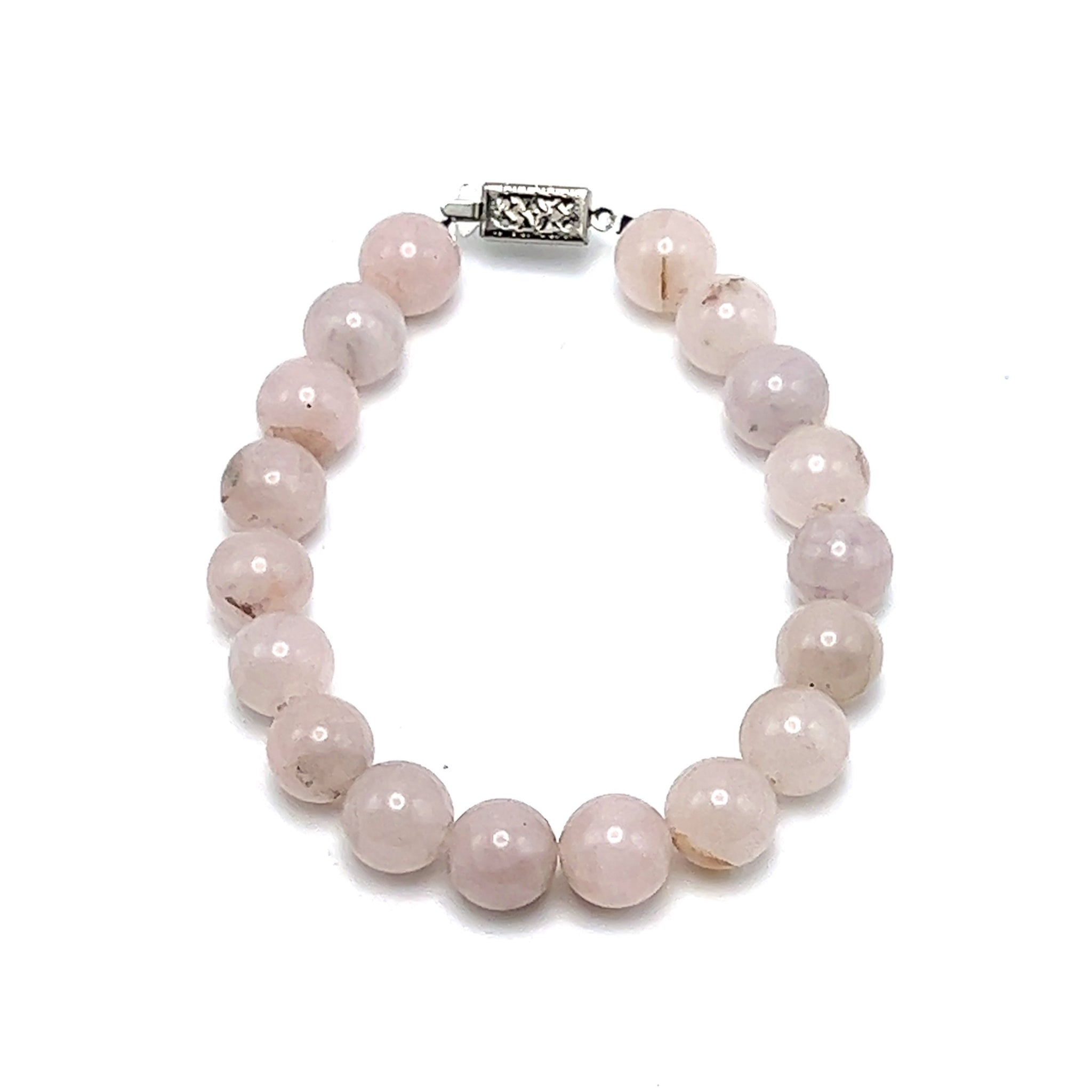 Rose Quartz Natural Smooth Ball Beads Semiprecious Bracelet