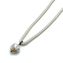 Natural Howlite Gemstone Ball 16mm With White Twisted Cord Pendant Necklace Linked To Peaceful Energy And Emotional Balance