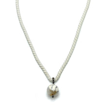 Natural Howlite Gemstone Ball 16mm with White Twisted Cord Pendant Necklace