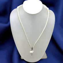 Natural Howlite Gemstone Ball 16mm with White Twisted Cord Pendant Necklace