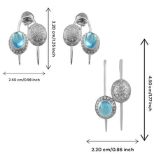 18K White Gold Earring Pendant with Natural Round Diamond & Blue Topaz Cabochon Spearhead Needle Drop Jewellery Set