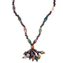 Natural Jasper Balloon & Garnet Gemstone Necklace Jewelry