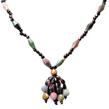 Natural Jasper Balloon & Garnet Gemstone Necklace Jewelry