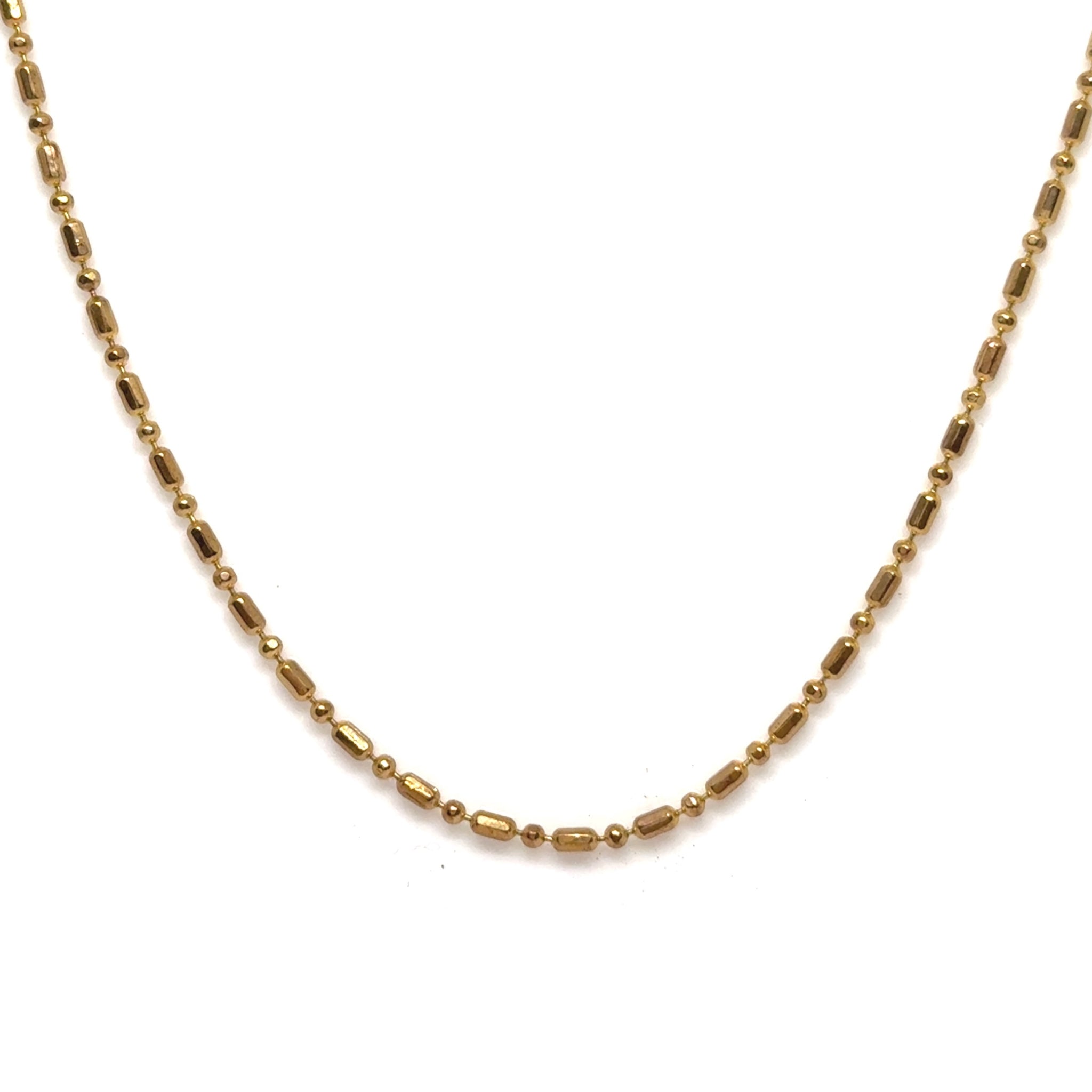 Yellow Gold Plated Sausage Bead-Bar Chain Necklace – Versatile Fashion Unisex Jewelry