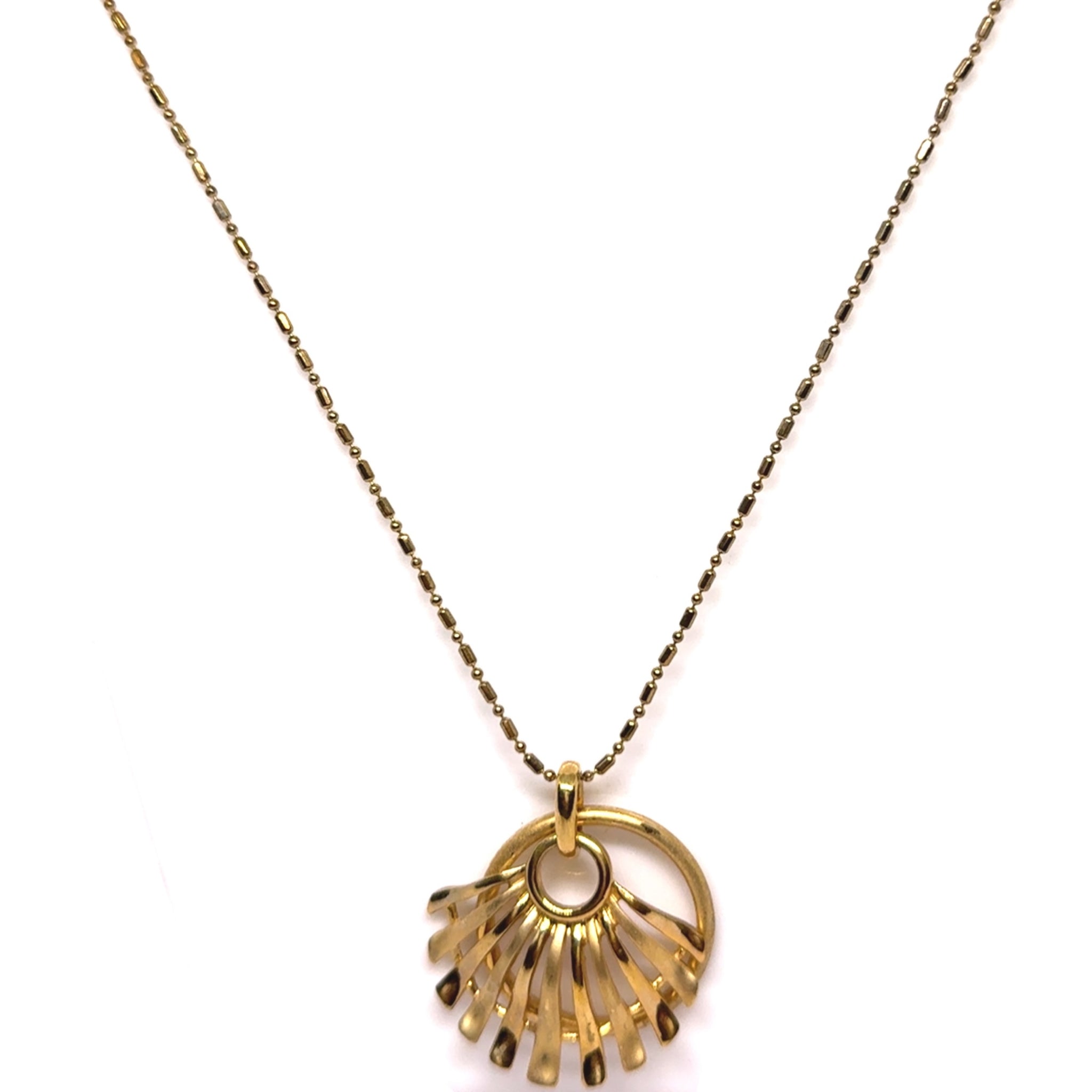 Yellow Plated Boho Style Sun Pendant Stainless Steel Necklace – Festive Inspired Bohemian Statement Piece