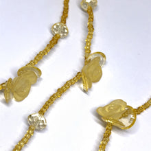 Handmade Long Beaded Necklace with Carved Yellow Floral Accents – Elegant Opera-Length Jewelry for Special Occasions