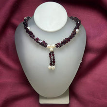 Natural Garnet Button with Pearl Oval Smooth Gemstone Necklace