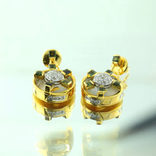 18K Yellow Gold Pendant Earring with Diamond & Green Tourmaline Natural Gemstones Hoop Wheel Style Jewellery Set