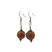 Mocha Brown Smoky Quartz 13.5mm Ball Facet Dangle Gemstone Earrings