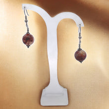 Brown Jasper 12mm Ball Plain Dangle Gemstone Earrings