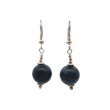 Deep Blue Sodalite 12mm Ball Plain Dangle Gemstone Earrings